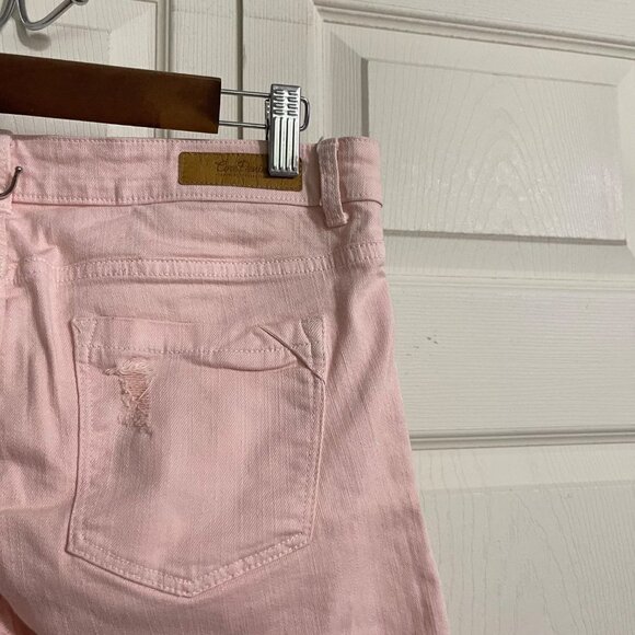 Zara Womens Pink Core Denim Trafaluc Collection Distressed Slim Jeans Size 8 - Picture 5 of 7